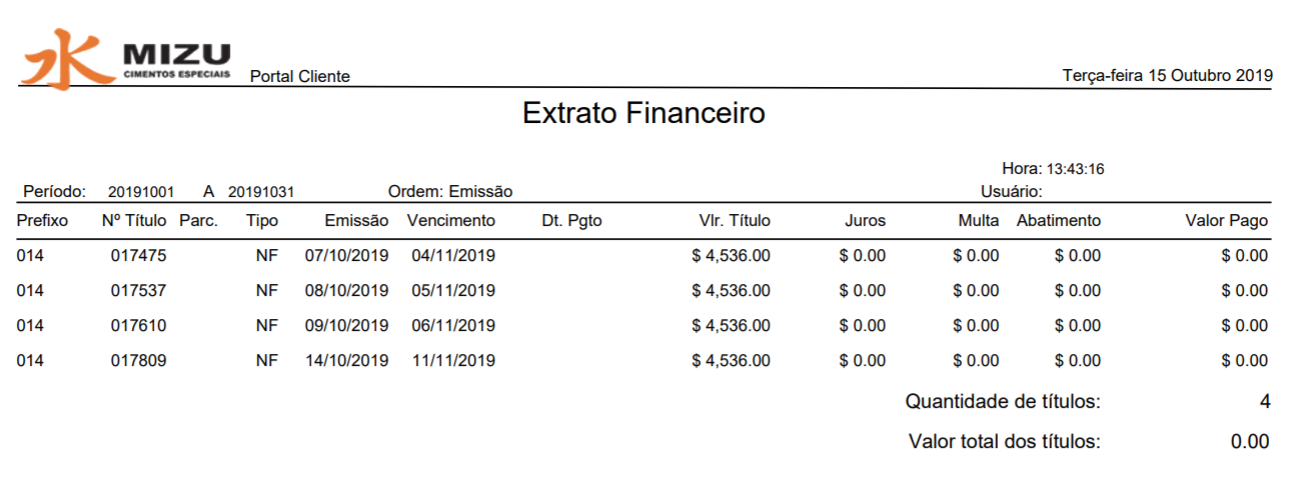 Extrato Financeiro